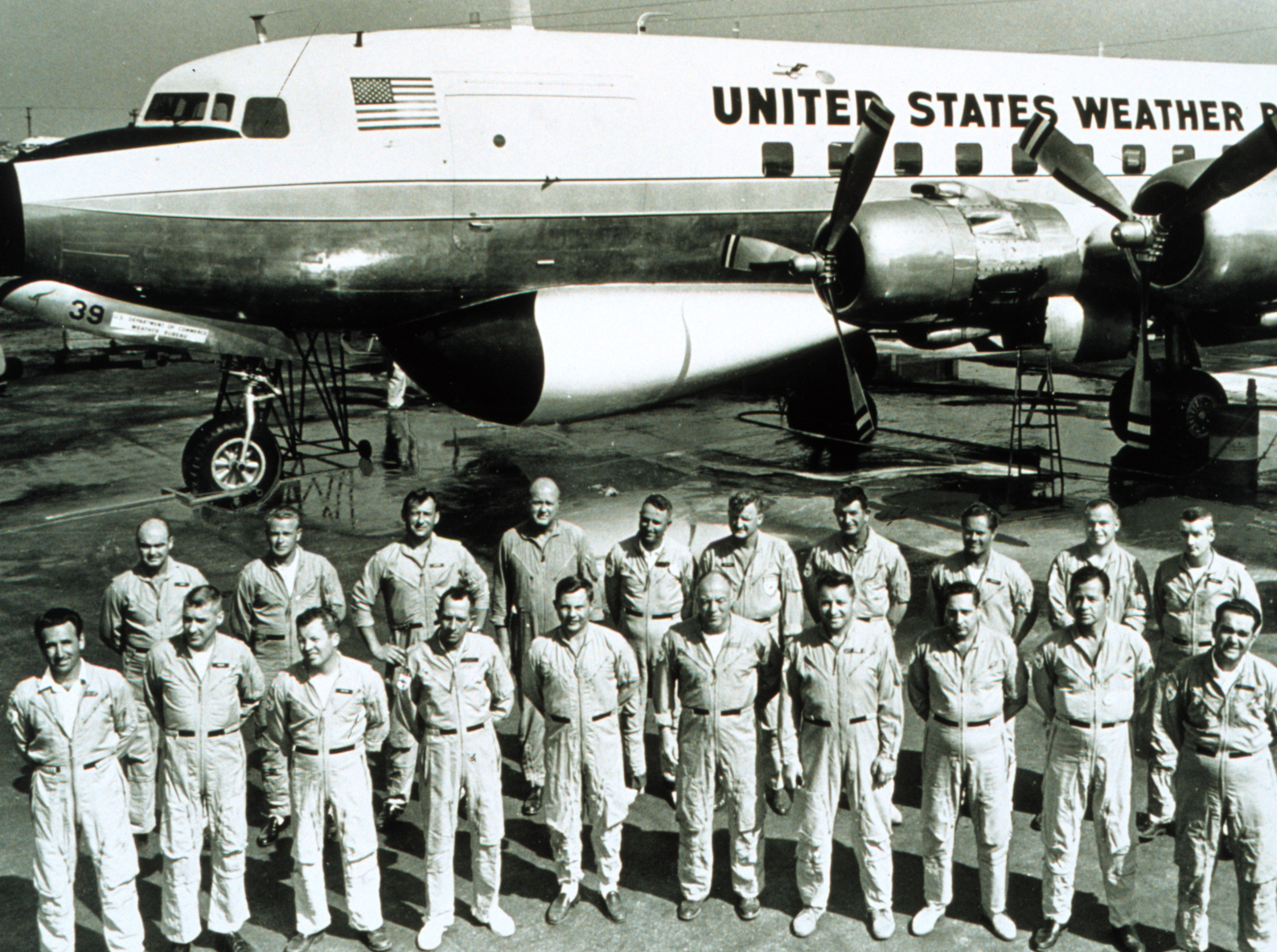 Crew and personnel of Project StormFury, 1966. Courtesy of NOAA Photo Library. 